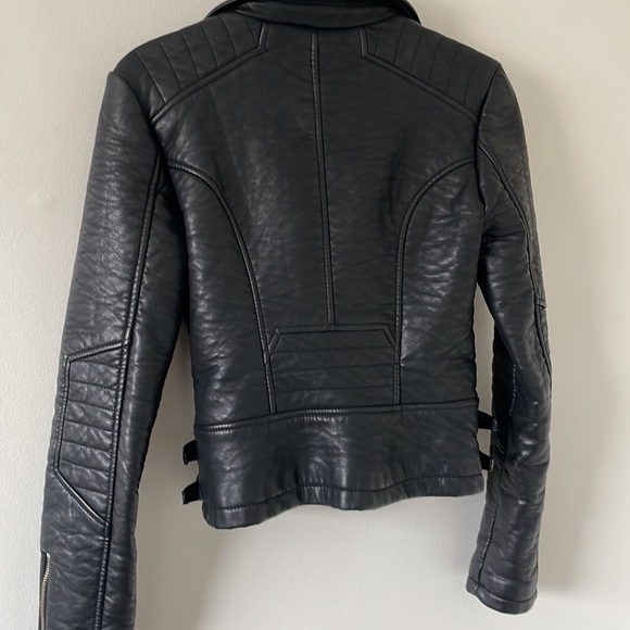 Miss Selfridge Black Faux Leather Biker Jacket size 0 - Picture 2 of 12